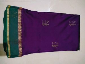 Elegant Purple Saree with Green Border