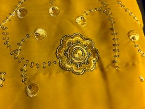 Beautiful Yellow studed Embroidered y2k Saree