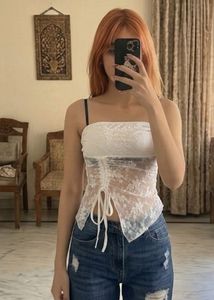 Elegant White Lace Strapless Tube Top