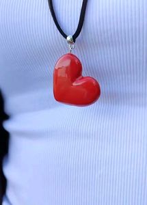 Crimson Red Heart Pendant Necklace