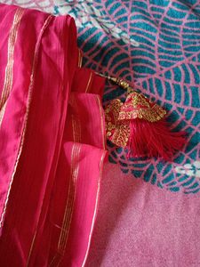Pink &amp; Gold Striped Fabric
