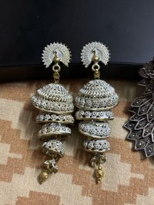 Oxidised Silver Statement Earrings Combo