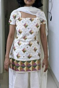 Used white embroided stitched salwar