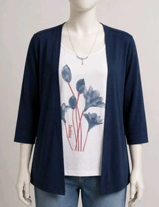 Stylish Blue & White Floral Print Top
