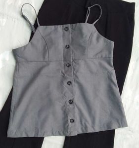Chic Grey Button-Up Formal Top