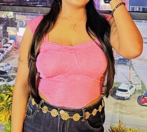 Pink Textured Corset Top