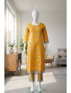 Elegant Yellow Printed Kurta Set