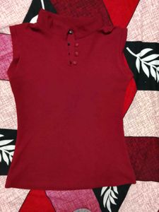 Solid Stylish Maroon Top