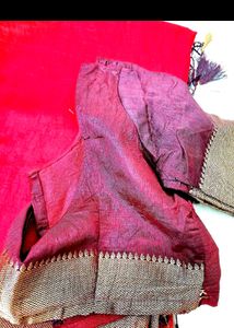 Red silk sarees with tailour stiched blouse