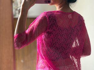 Pink Mesh Shrug