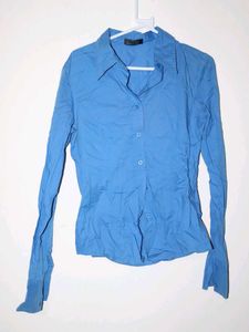Chic Blue Button-Up Shirt