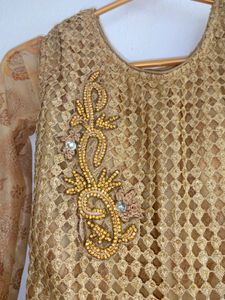 Gold Ethnic Full Length Gown, XS to S, Wore Once