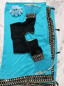 💙Heavy Partywear Saree + Blouse-Rs.800+Freebie🎁