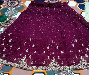 Embroidered Burgundy Lehenga Choli