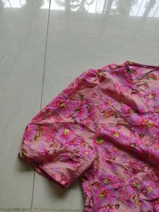 Pink Floral Wrap Dress