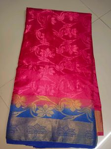 Pink And Blue Soft Silk Saree