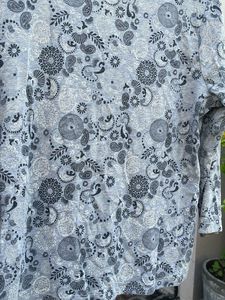Grey Paisley Print Long Sleeve Top
