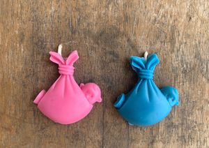 4 Baby Shower Candles - Pink &amp; Blue