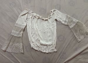 Boho Off-Shoulder Bell Sleeve Blouse