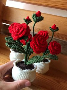Crochet Potted Rose Mini Flowers 🌹