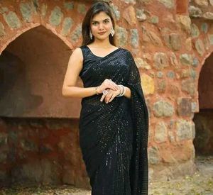 Black Sequence Work Saree🎊🎉🎉
