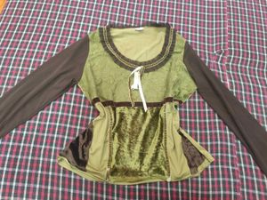 Vintage Green &amp; Brown Renaissance Blouse