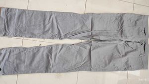 Men's Grey Striped Chinos
