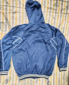 Blue Hooded Bomber Jacket