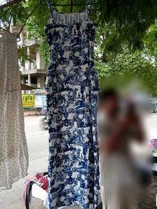 Blue &amp; White Floral Maxi Dress