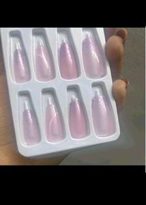 Savana Pink Glitter Press-On Nails set of 10