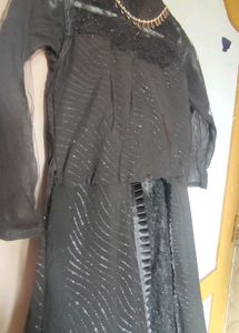 Elegant Black Sequined Ethnic Gown
