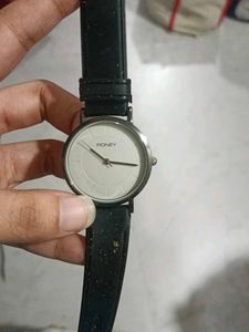Classic Black Leather Strap Watch
