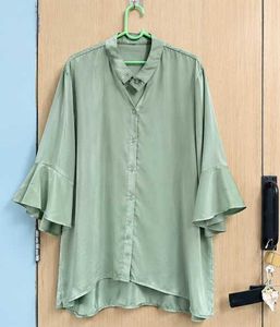 Chic Sage Green Ruffle Sleeve Top