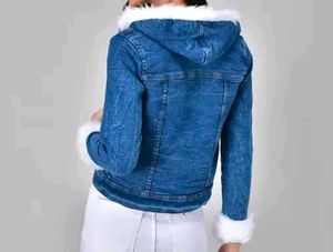 Denim Jacket with Faux Fur Trim