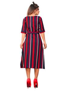 Chic Striped Midi Dress with Belt