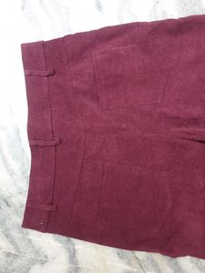 Burgundy Corduroy High-Waisted Pants