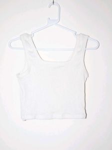 White Cropped Tank Top