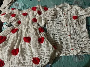 White Crochet Heart Tunic & Dress Set couple dres