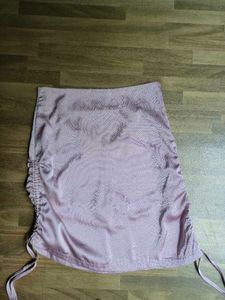 Satin Ruched Drawstring Mini Skirt