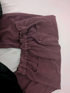Stylish straight leg maroon jeans