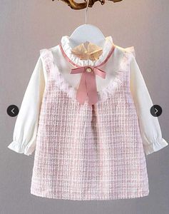 Cute Pink Tweed Girls Dress