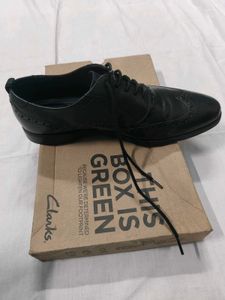 Clarks Black Leather Wingtip Brogues