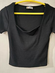 Black Square Neck Crop Top