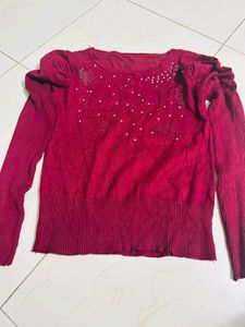 Burgundy Embellished Top