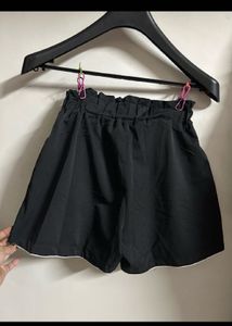 Black Elastic Waist Shorts