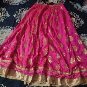 Royal Gold &amp; Pink Indo-Western Lehenga Choli Set �