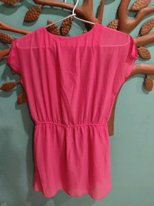 Bright Pink Chiffon Tunic Top