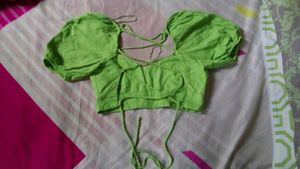 Bershka green backless top