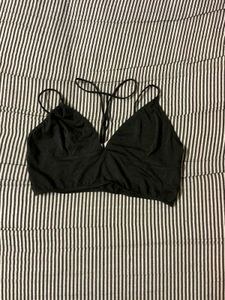 Black V-Neck Sports Bra
