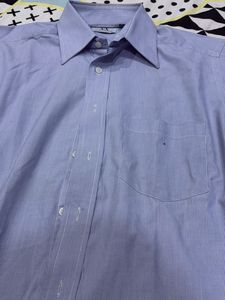 Men's Light Blue Striped Button-Up Shirt